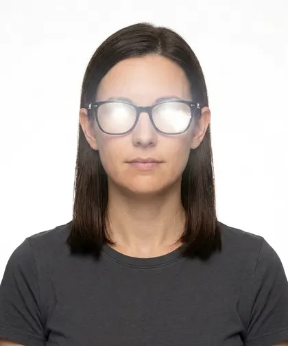Glasses or glare over the eyes