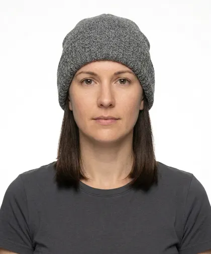 Hat, headband or hair covering the face